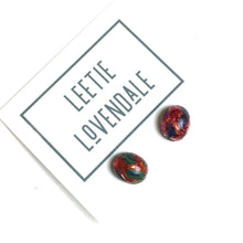Load image into Gallery viewer, Cranberry Foil Oval Glass Studs