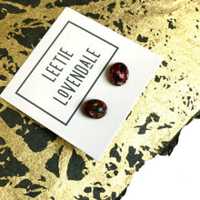 Load image into Gallery viewer, Cranberry Foil Oval Glass Studs