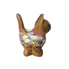 Load image into Gallery viewer, Brown with Purple Floral – Amethyst Charm Cat