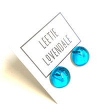 Load image into Gallery viewer, Capri Blue Foil Backed Lucite Retro Button Stud Earrings