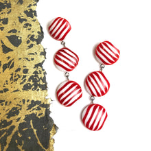 Load image into Gallery viewer, Candy Cane Stripe Tri Dot Earrings
