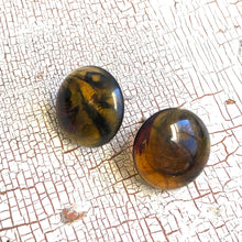 Load image into Gallery viewer, Tortoise Brown Marbled Retro Button Stud Earrings