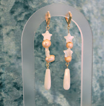 Load image into Gallery viewer, Star Pearl Charm Earrings
