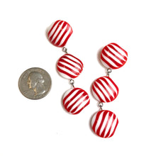 Load image into Gallery viewer, Candy Cane Stripe Tri Dot Earrings