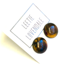 Load image into Gallery viewer, Tortoise Brown Marbled Retro Button Stud Earrings