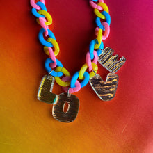 Load image into Gallery viewer, Pink Yellow Blue "LOVE" Pride Necklace