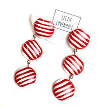 Load image into Gallery viewer, Candy Cane Stripe Tri Dot Earrings
