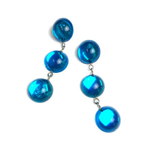 Load image into Gallery viewer, Blue Glow Tri Dot Donut Earrings