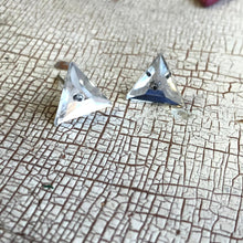 Load image into Gallery viewer, Silver &amp; Clear Faceted Triangle Stud Earrings