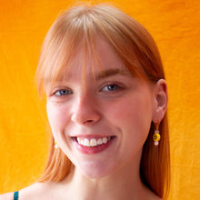 Load image into Gallery viewer, Glass Beaded Smiley Face Earrings