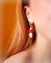 Load image into Gallery viewer, Glass Beaded Mushroom Earrings