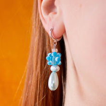 Load image into Gallery viewer, Glass Beaded Funky Chunky Blue Drop Earrings