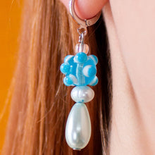Load image into Gallery viewer, Glass Beaded Funky Chunky Blue Drop Earrings