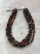 Load image into Gallery viewer, Tortoise &amp; Black Beaded Vintage Lucite Sylvie Statement Necklace