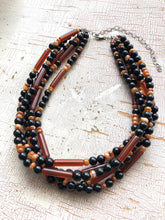 Load image into Gallery viewer, Tortoise &amp; Black Beaded Vintage Lucite Sylvie Statement Necklace