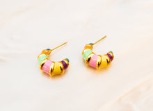 Load image into Gallery viewer, Colorful Stripe Titanium Hoop Earrings