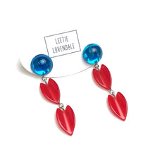Load image into Gallery viewer, Capri &amp; Cherry Red Leaf Drop Statement Earrings