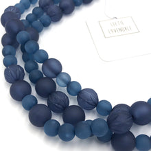 Load image into Gallery viewer, Denim Blue Carved Frosted Morgan Necklace