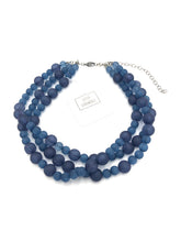 Load image into Gallery viewer, Denim Blue Carved Frosted Morgan Necklace