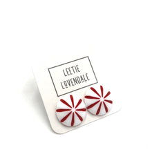 Load image into Gallery viewer, Cherry &amp; White Daisy Burst Retro Button Stud Earrings