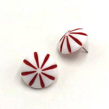 Load image into Gallery viewer, Cherry &amp; White Daisy Burst Retro Button Stud Earrings