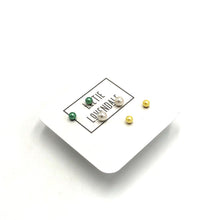 Load image into Gallery viewer, Green Yellow &amp; White Tiny Studs Earrings Set