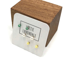 Load image into Gallery viewer, Green Yellow &amp; White Tiny Studs Earrings Set
