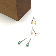 Load image into Gallery viewer, Green Yellow &amp; White Tiny Studs Earrings Set