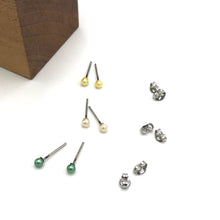 Load image into Gallery viewer, Green Yellow &amp; White Tiny Studs Earrings Set