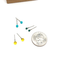 Load image into Gallery viewer, Turquoise Sunshine &amp; Kelly GreenTiny Studs Earrings Set