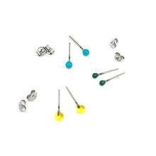 Load image into Gallery viewer, Turquoise Sunshine &amp; Kelly GreenTiny Studs Earrings Set
