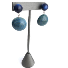 Load image into Gallery viewer, Teal &amp; Dark Blue Moonglow Mod Hoop Geo Drop Earrings