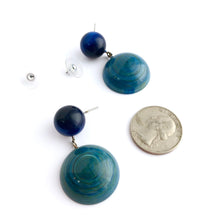 Load image into Gallery viewer, Teal &amp; Dark Blue Moonglow Mod Hoop Geo Drop Earrings