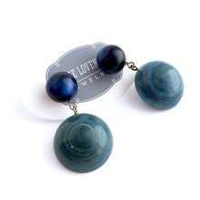 Load image into Gallery viewer, Teal &amp; Dark Blue Moonglow Mod Hoop Geo Drop Earrings