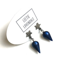 Load image into Gallery viewer, Dark Blue Moonglow StarSpike Earrings