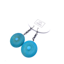 Load image into Gallery viewer, Aqua Matte Pinwheel Earrings