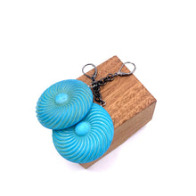Load image into Gallery viewer, Aqua Matte Pinwheel Earrings