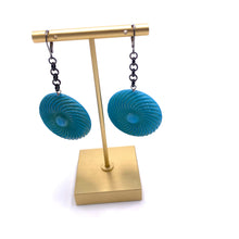 Load image into Gallery viewer, Aqua Matte Pinwheel Earrings