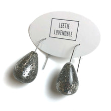 Load image into Gallery viewer, Bright Silver Glitter Bomb Drop Earrings