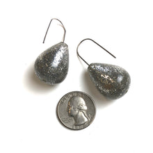 Load image into Gallery viewer, Bright Silver Glitter Bomb Drop Earrings