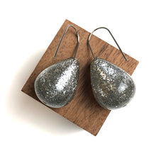 Load image into Gallery viewer, Bright Silver Glitter Bomb Drop Earrings