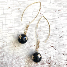 Load image into Gallery viewer, Black &amp; Gold Super Star RainChain Drop Earrings