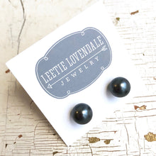Load image into Gallery viewer, Black Pewter Pearl Lucite Ball Stud Earrings