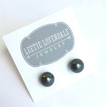 Load image into Gallery viewer, Black Pewter Pearl Lucite Ball Stud Earrings