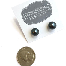Load image into Gallery viewer, Black Pewter Pearl Lucite Ball Stud Earrings