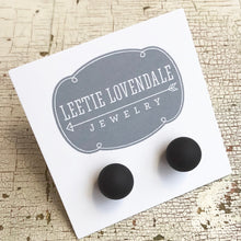 Load image into Gallery viewer, Black Petite Matte Lucite Ball Stud Earrings