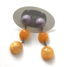 Load image into Gallery viewer, Lilac &amp; Tangerine Moonglow Star Tri Dot Drop Earrings