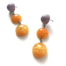 Load image into Gallery viewer, Lilac &amp; Tangerine Moonglow Star Tri Dot Drop Earrings