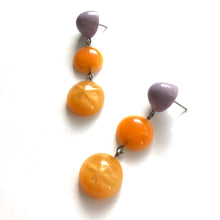 Load image into Gallery viewer, Lilac &amp; Tangerine Moonglow Star Tri Dot Drop Earrings