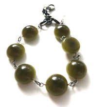 Load image into Gallery viewer, Olive Green Moonglow Disc Stations Bracelet